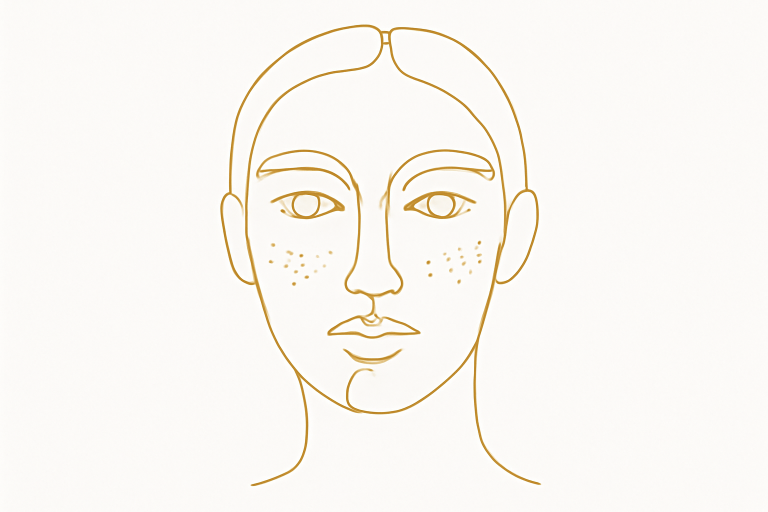 Gold line art of a face